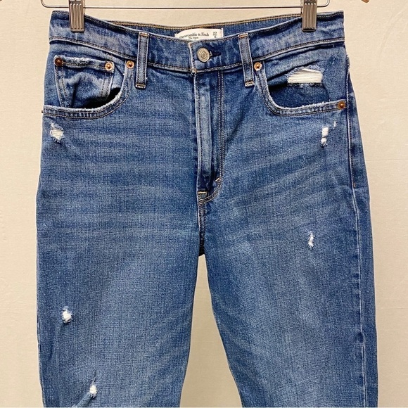 Abercrombie 4 Short (27) Mom High Rise Jeans Distressed Women’s Fray Hems - Picture 5 of 11